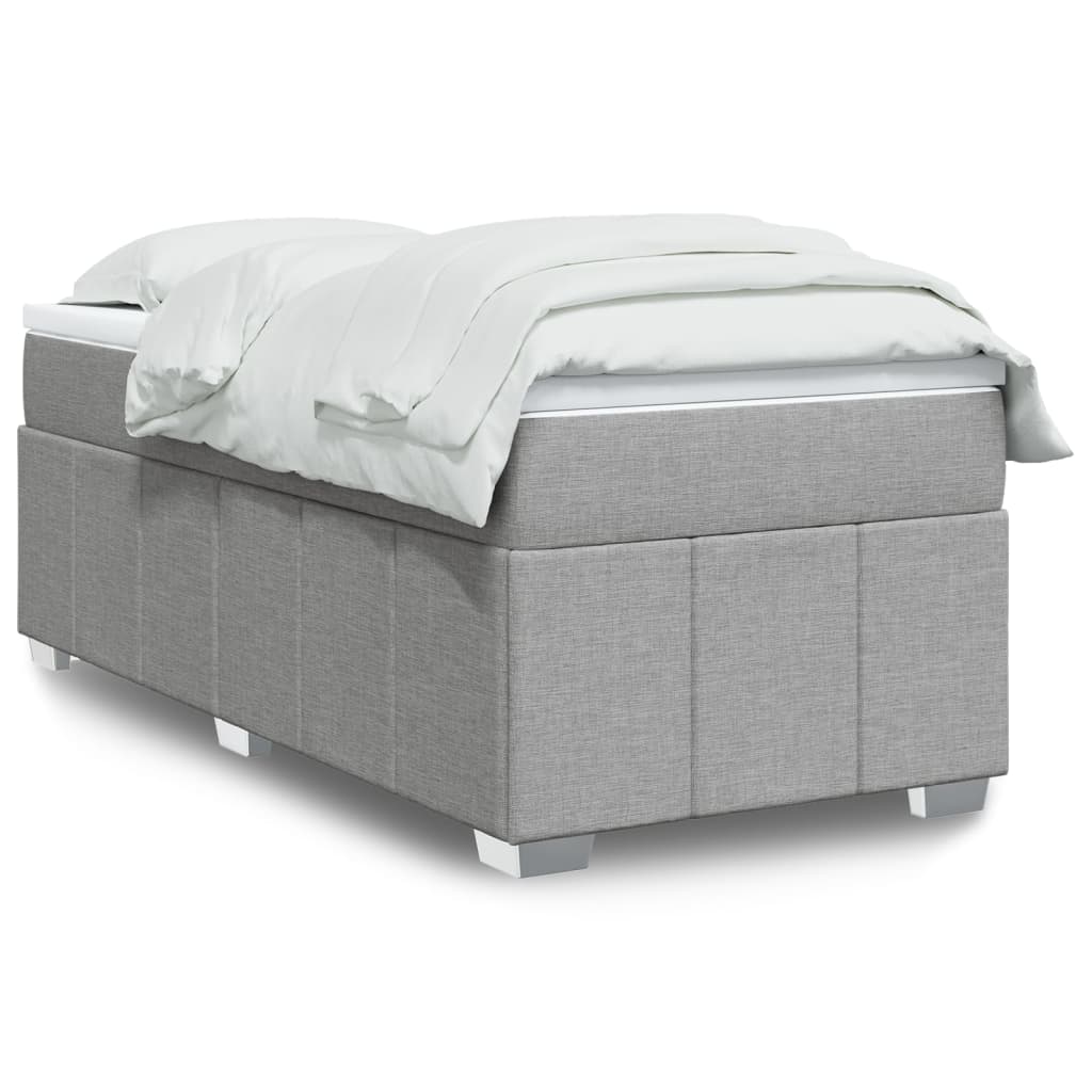 Boxspringbett mit Matratze Hellgrau 90x190 cm Stoff