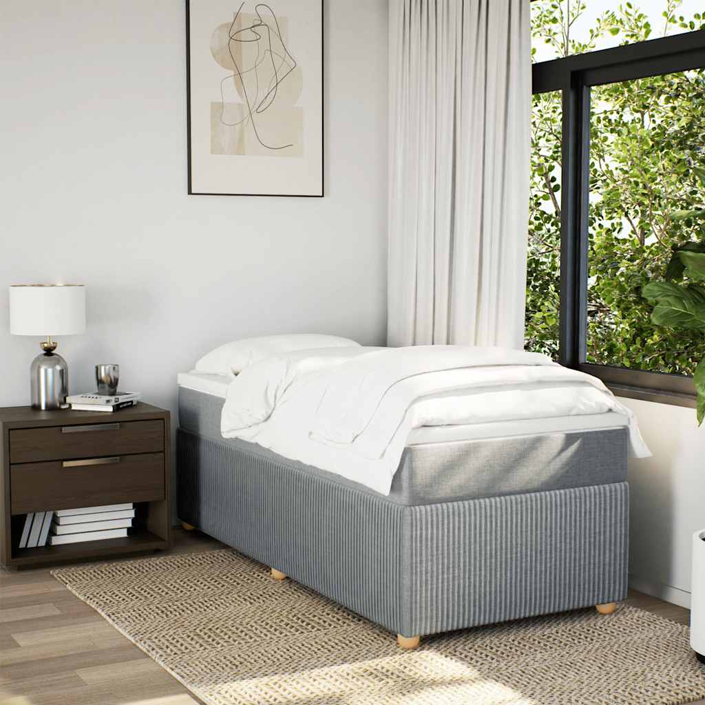 Boxspringbett mit Matratze Hellgrau 80x200 cm Stoff