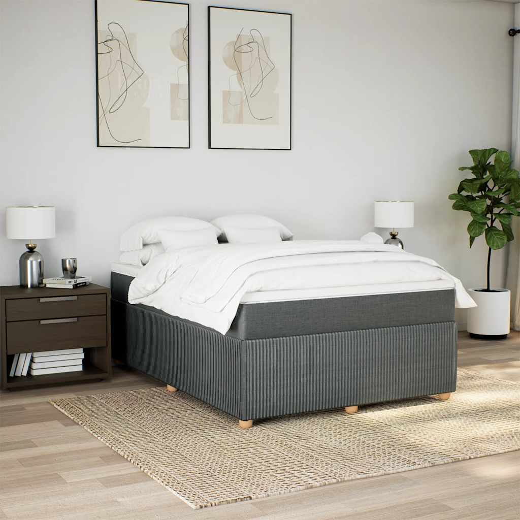 Boxspringbett mit Matratze Dunkelgrau 140x190 cm Stoff