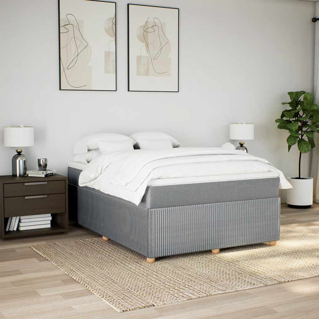 Boxspringbett mit Matratze Hellgrau 140x200 cm Stoff