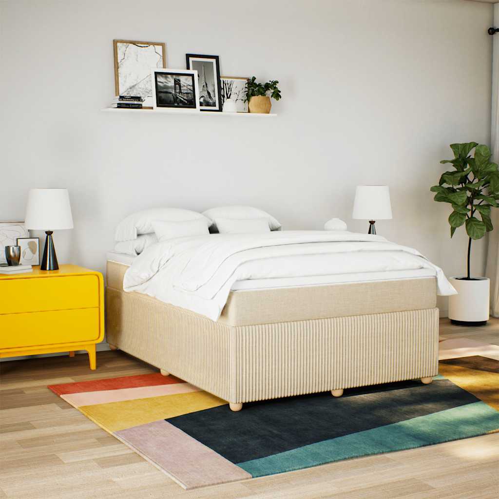 Boxspringbett mit Matratze Creme 160x200 cm Stoff