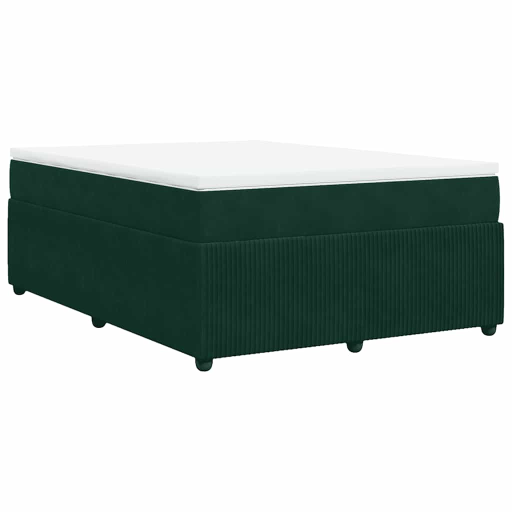 Boxspringbett mit Matratze Dunkelgrün 140x190 cm Samt