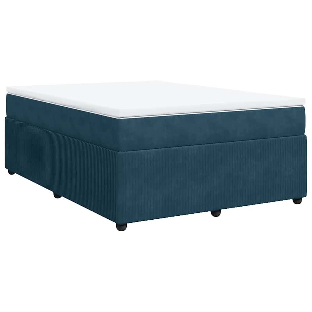 Boxspringbett mit Matratze Dunkelblau 140x200 cm Samt