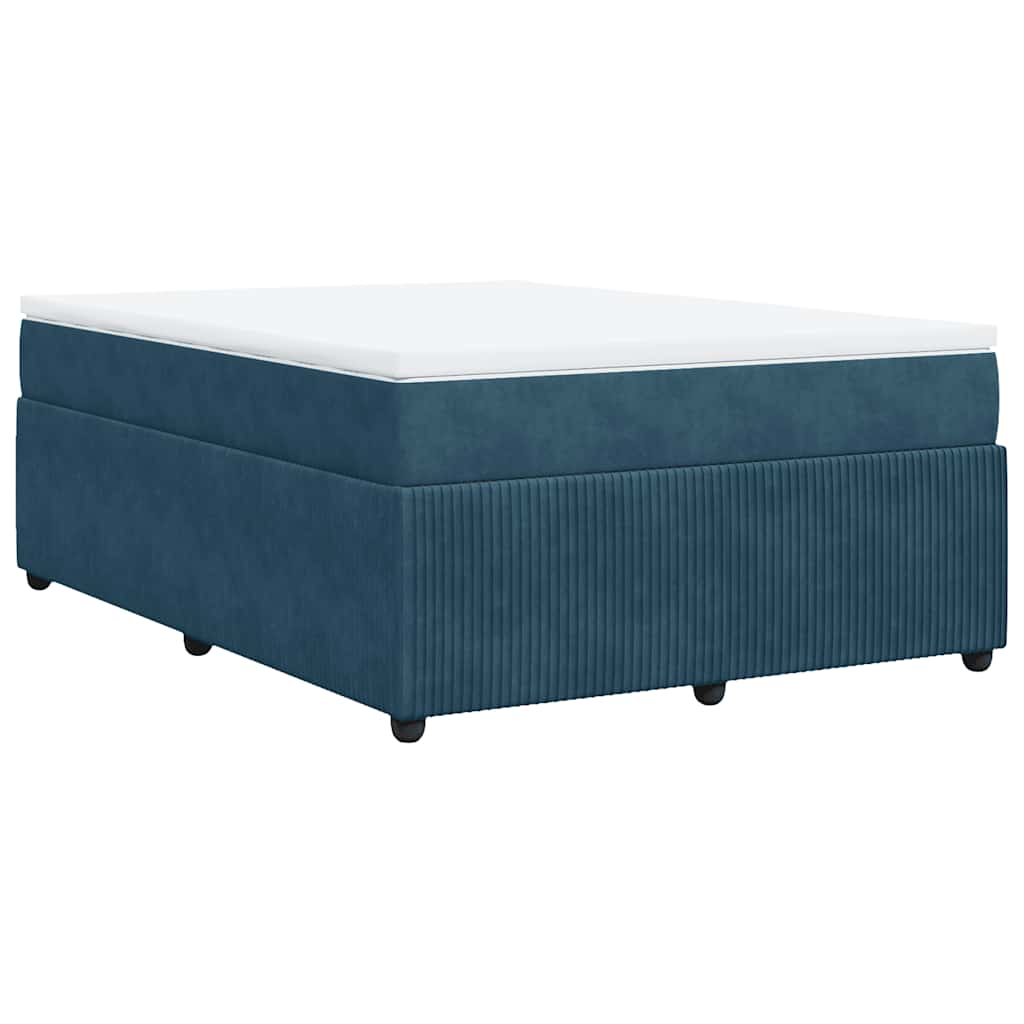 Boxspringbett mit Matratze Dunkelblau 140x200 cm Samt