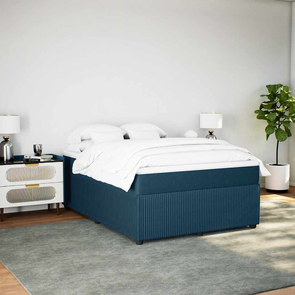 Boxspringbett mit Matratze Dunkelblau 160x200 cm Samt