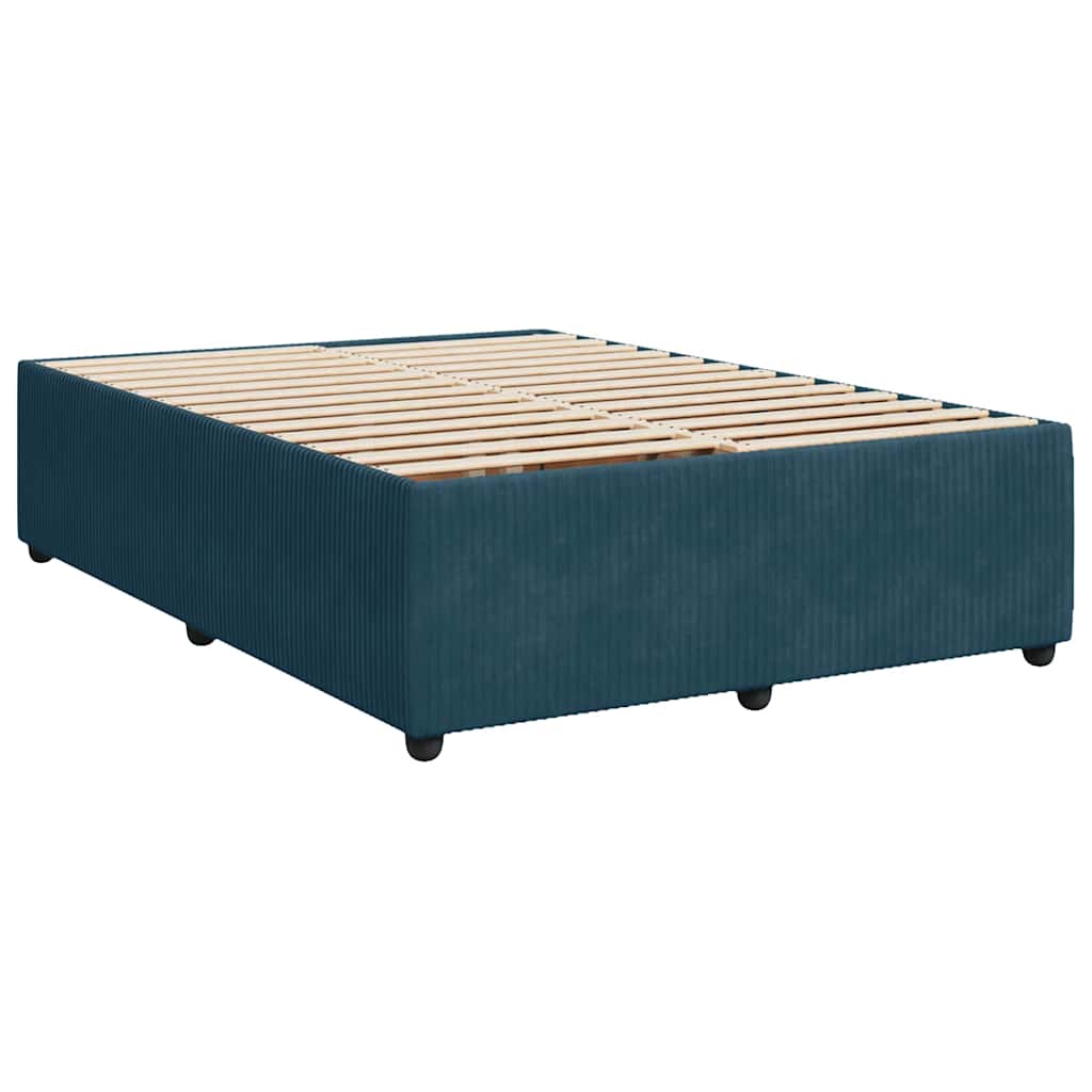 Boxspringbett mit Matratze Dunkelblau 160x200 cm Samt