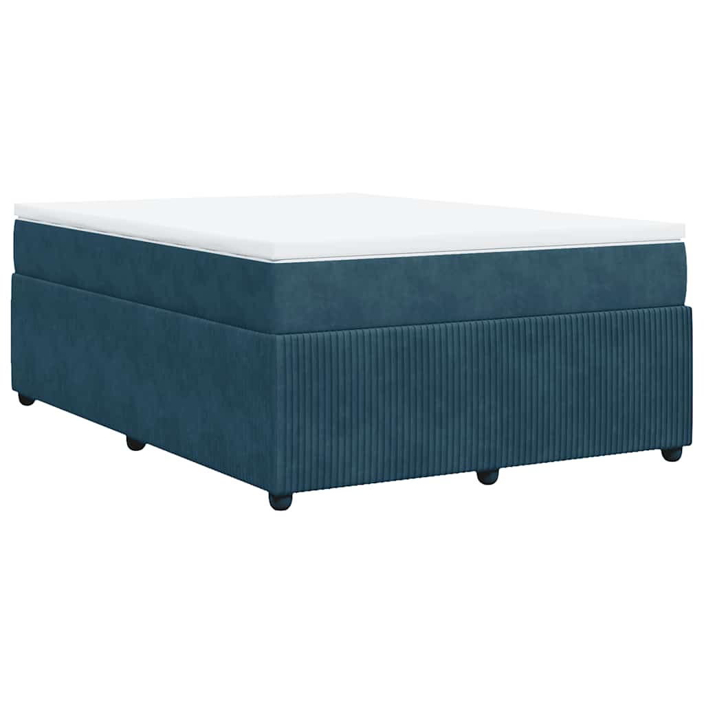 Boxspringbett mit Matratze Dunkelblau 160x200 cm Samt