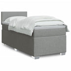 Boxspringbett mit Matratze Hellgrau 100x200 cm Stoff
