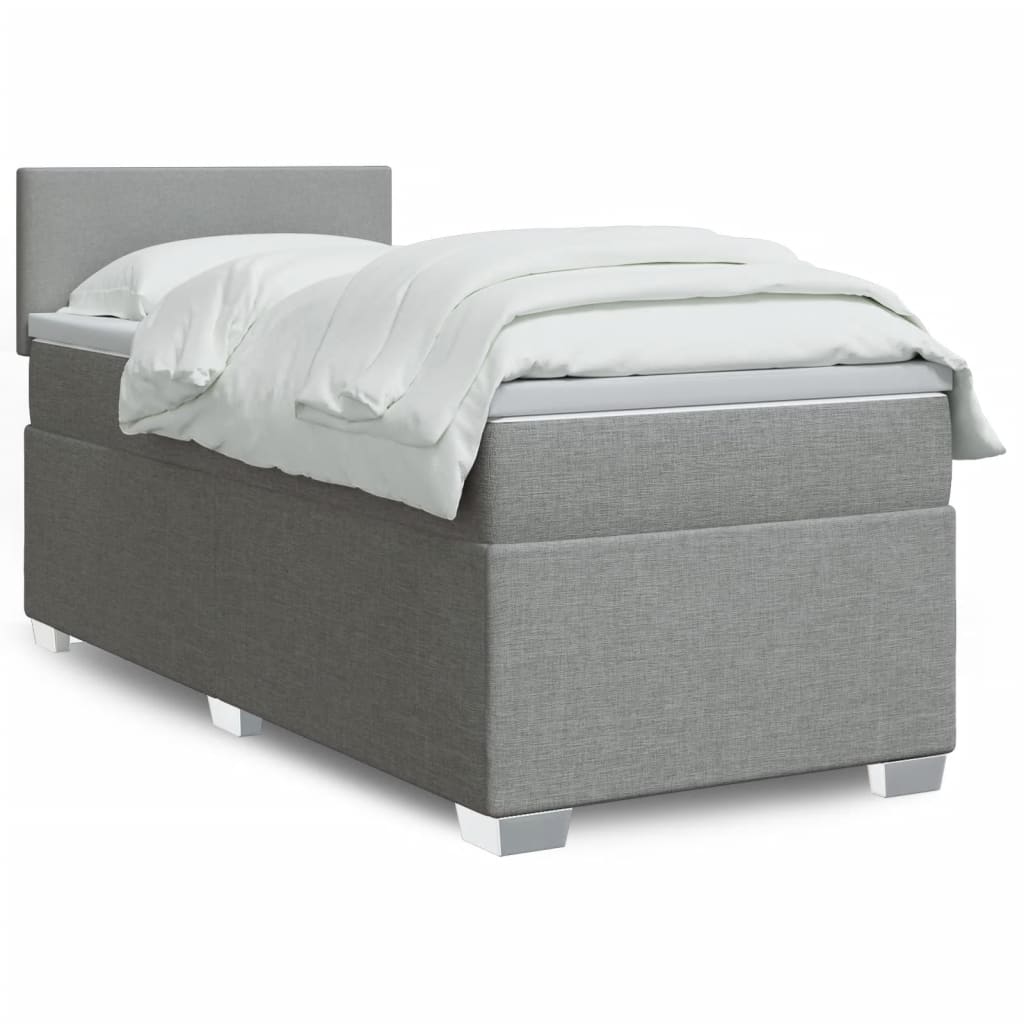 Boxspringbett mit Matratze Hellgrau 100x200 cm Stoff