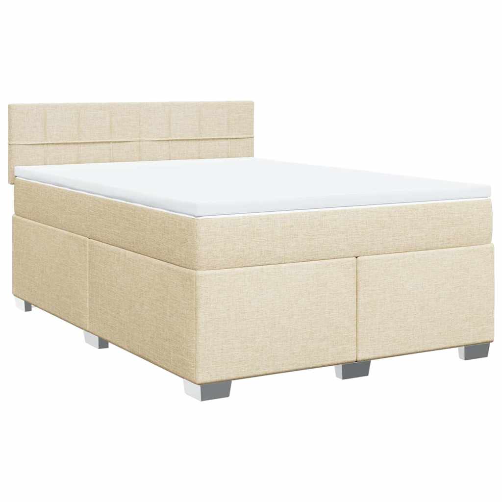 Boxspringbett mit Matratze Creme 140x190 cm Stoff