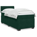 Boxspringbett mit Matratze Dunkelgrün 90x190 cm Samt