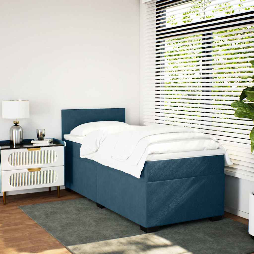 Boxspringbett mit Matratze Dunkelblau 100x200 cm Samt