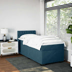 Boxspringbett mit Matratze Dunkelblau 100x200 cm Samt