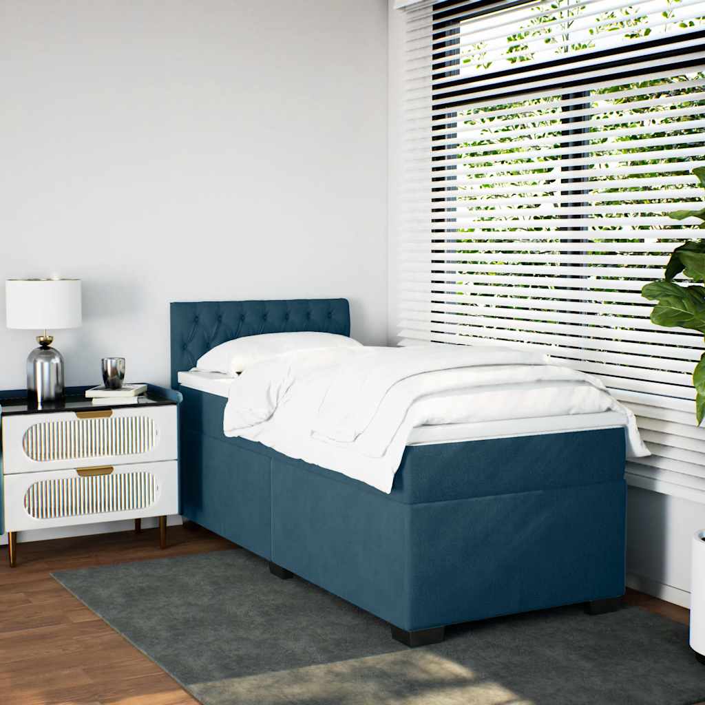 Boxspringbett mit Matratze Dunkelblau 100x200 cm Samt