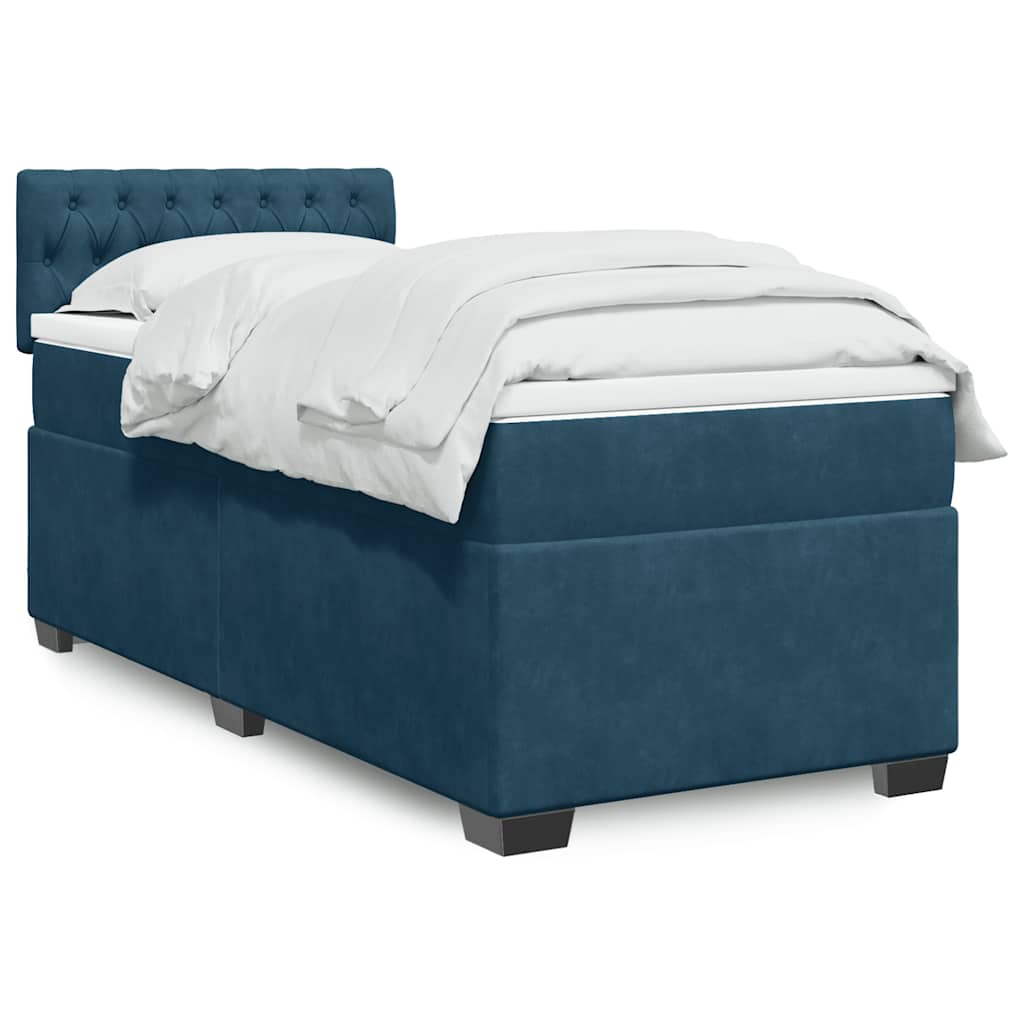 Boxspringbett mit Matratze Dunkelblau 100x200 cm Samt