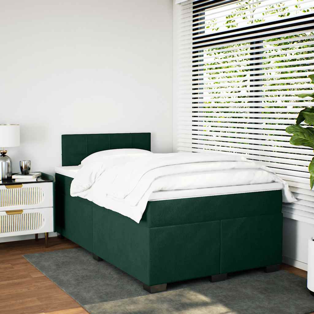Boxspringbett mit Matratze Dunkelgrün 120x200 cm Samt