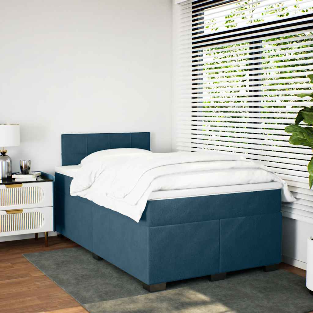 Boxspringbett mit Matratze Dunkelblau 120x200 cm Samt
