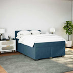 Boxspringbett mit Matratze Dunkelblau 140x190 cm Samt