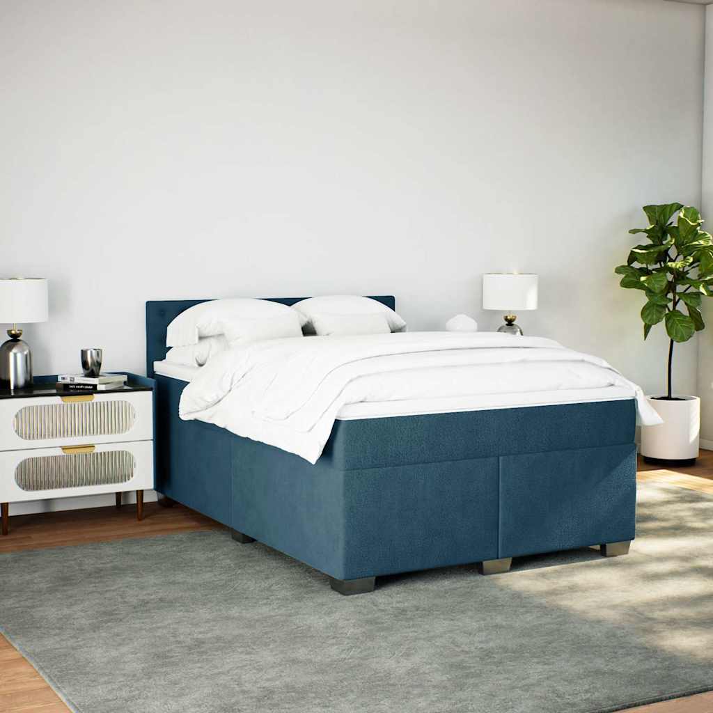 Boxspringbett mit Matratze Dunkelblau 140x190 cm Samt