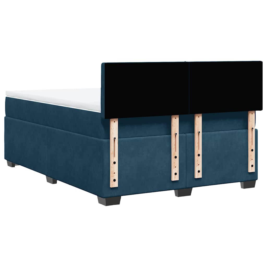 Boxspringbett mit Matratze Dunkelblau 140x190 cm Samt