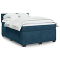 Boxspringbett mit Matratze Dunkelblau 140x190 cm Samt
