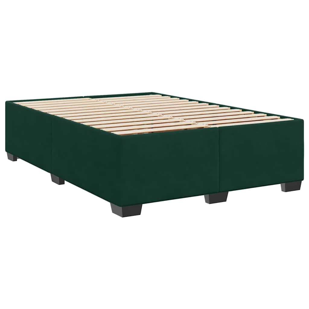 Boxspringbett mit Matratze Dunkelgrün 140x200 cm Samt