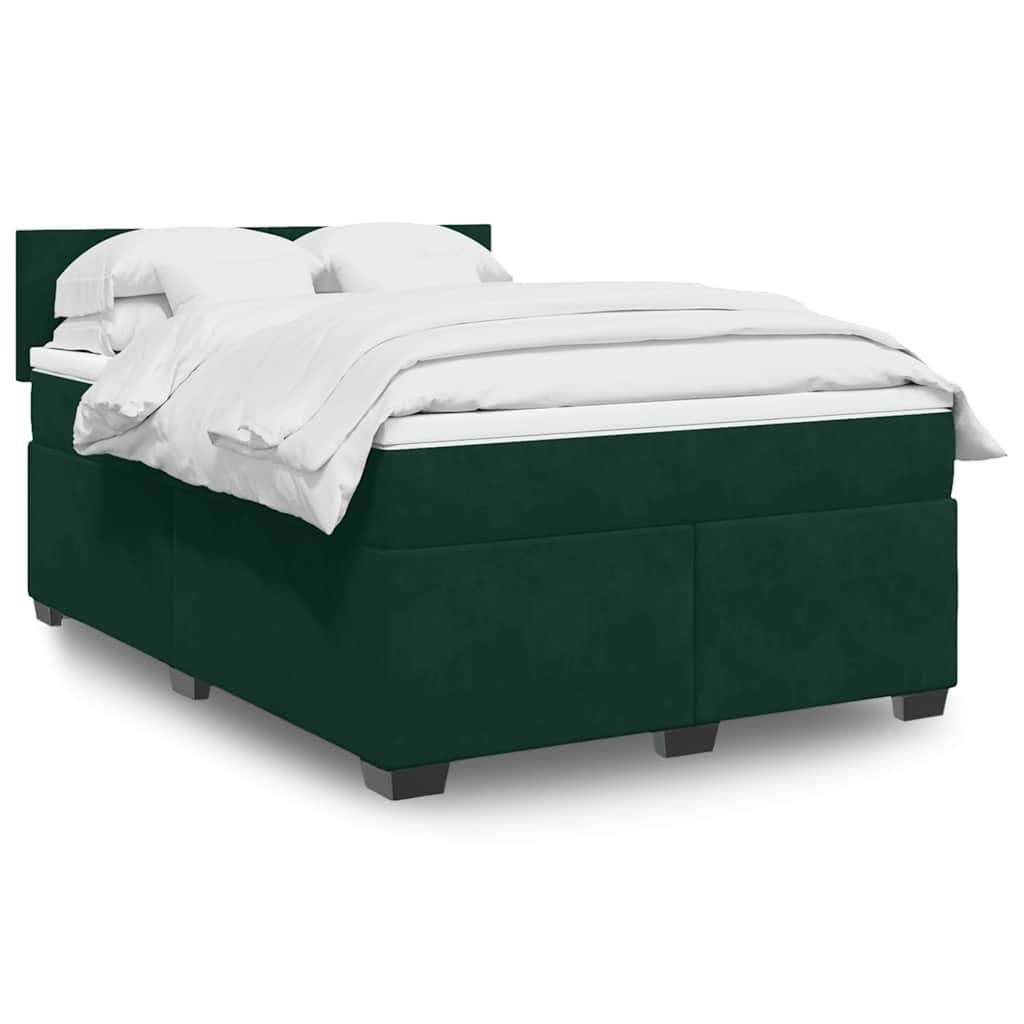 Boxspringbett mit Matratze Dunkelgrün 140x200 cm Samt