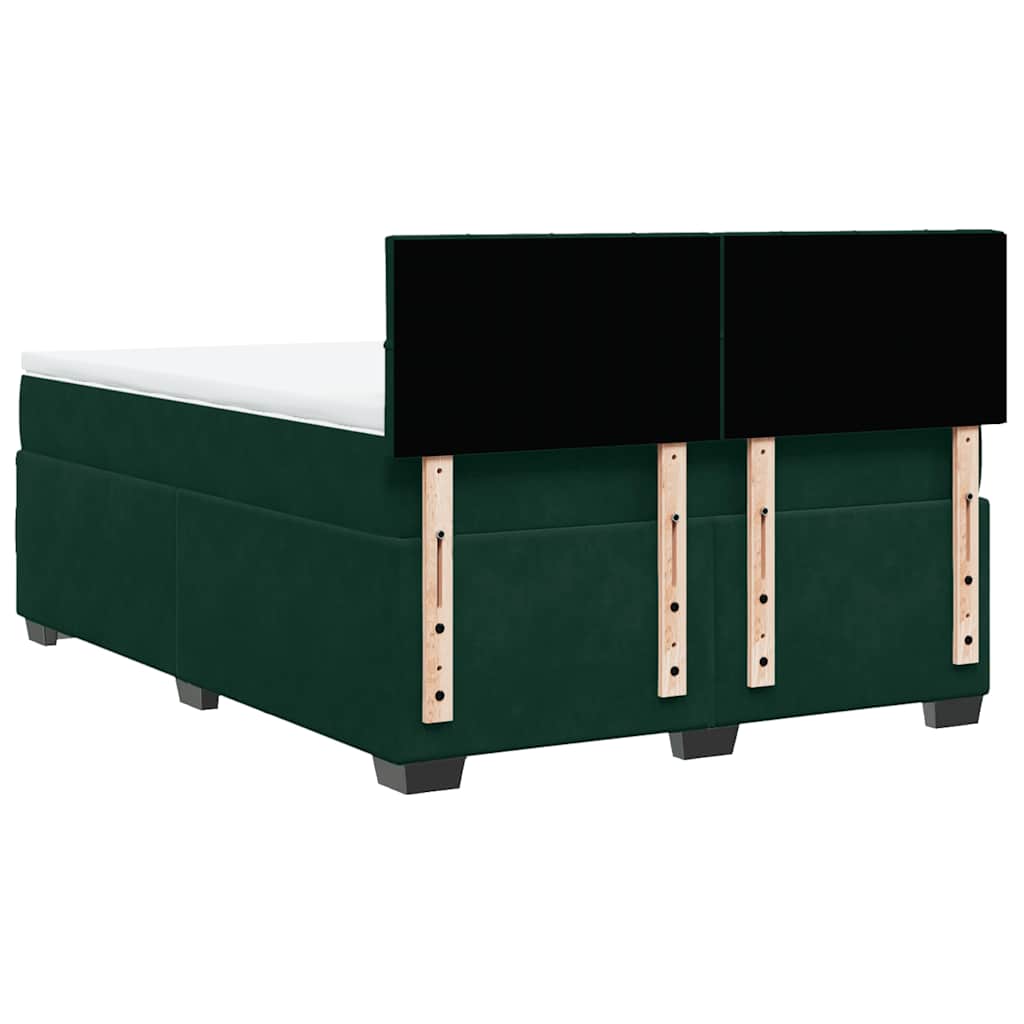 Boxspringbett mit Matratze Dunkelgrün 140x200 cm Samt