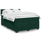 Boxspringbett mit Matratze Dunkelgrün 140x200 cm Samt