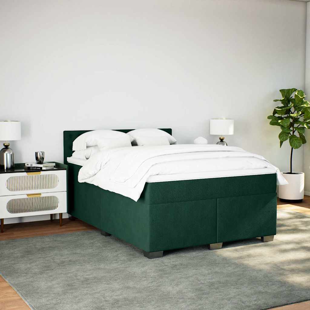 Boxspringbett mit Matratze Dunkelgrün 140x200 cm Samt