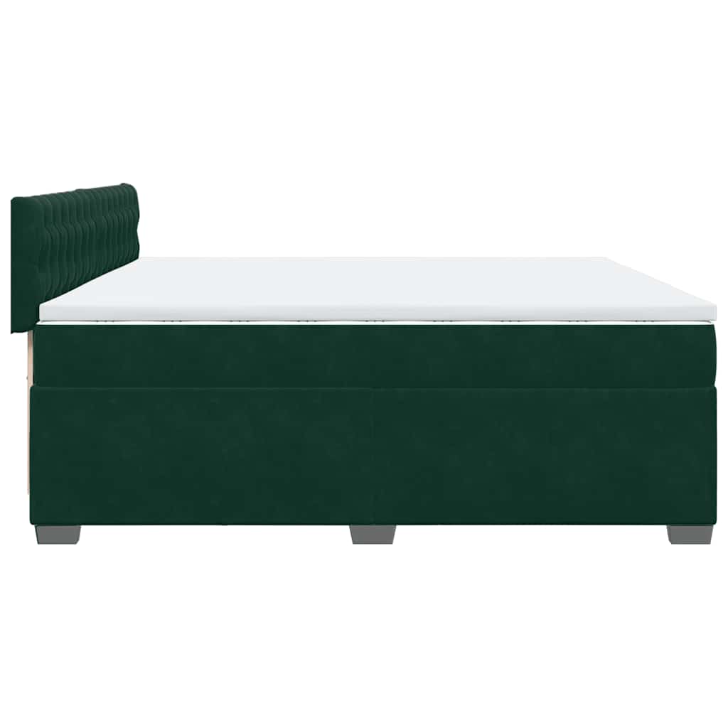 Boxspringbett mit Matratze Dunkelgrün 200x200 cm Samt