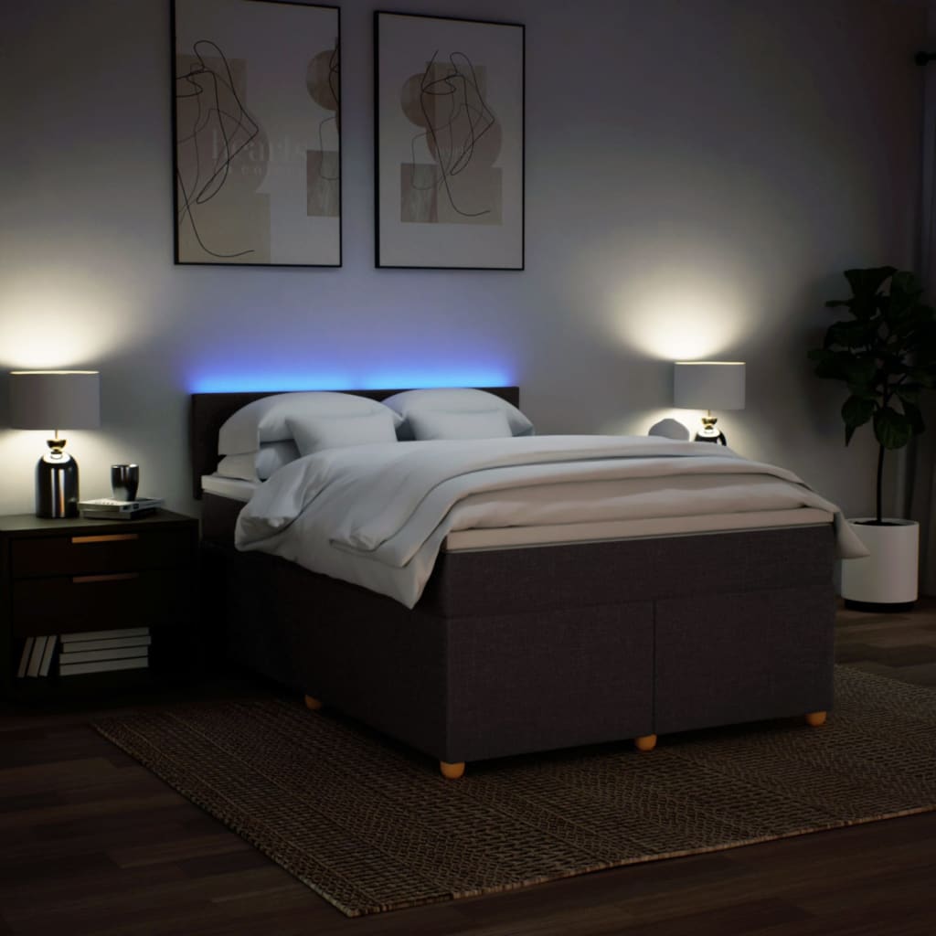 Boxspringbett mit Matratze Dunkelbraun 140x190 cm Stoff