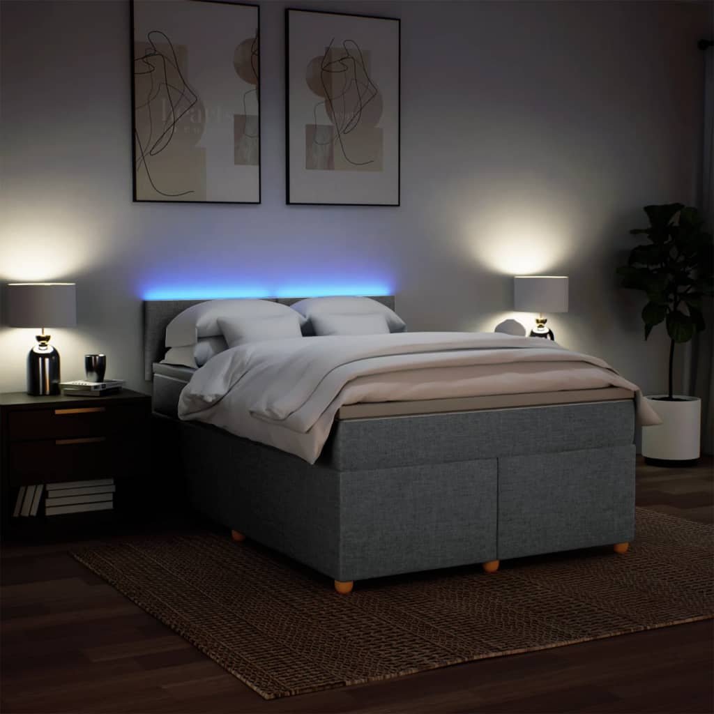 Boxspringbett mit Matratze Hellgrau 160x200 cm Stoff