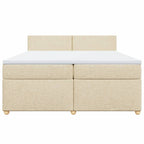 Boxspringbett mit Matratze Creme 200x200 cm Stoff