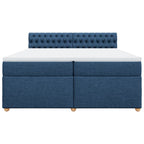 Boxspringbett mit Matratze Blau 200x200 cm Stoff