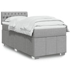 Boxspringbett mit Matratze Hellgrau 90x190 cm Stoff