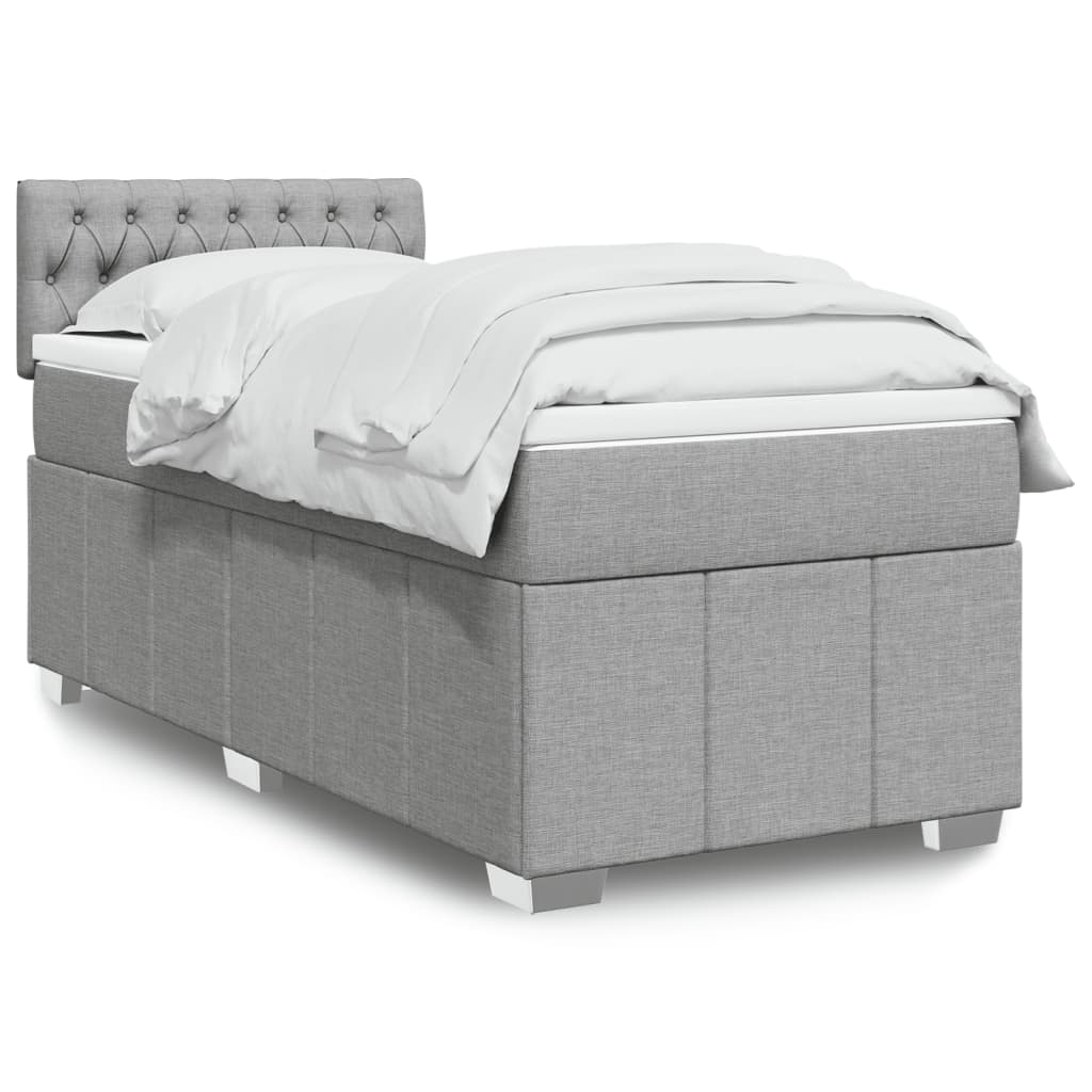 Boxspringbett mit Matratze Hellgrau 90x190 cm Stoff