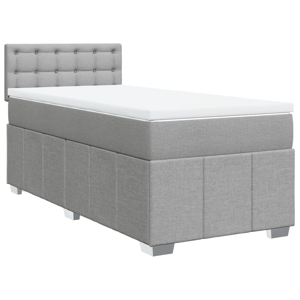 Boxspringbett mit Matratze Hellgrau 90x190 cm Stoff
