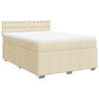 Boxspringbett mit Matratze Creme 140x190 cm Stoff