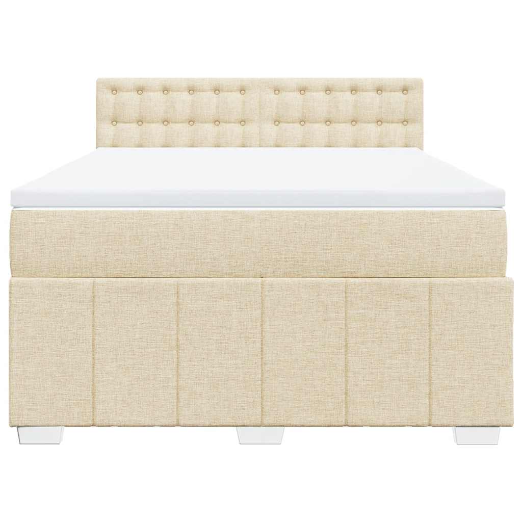 Boxspringbett mit Matratze Creme 140x190 cm Stoff