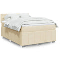 Boxspringbett mit Matratze Creme 160x200 cm Stoff