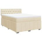 Boxspringbett mit Matratze Creme 160x200 cm Stoff