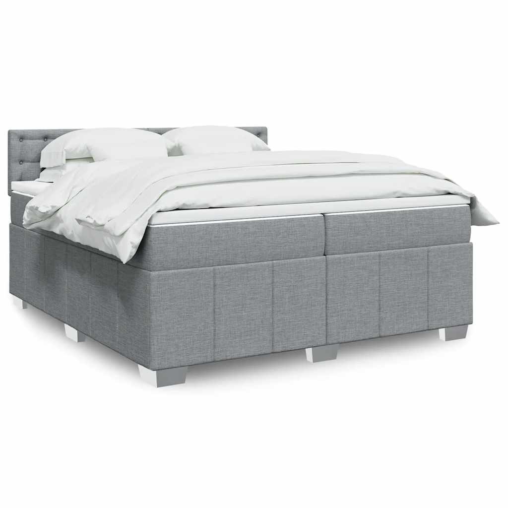Boxspringbett mit Matratze Hellgrau 200x200 cm Stoff