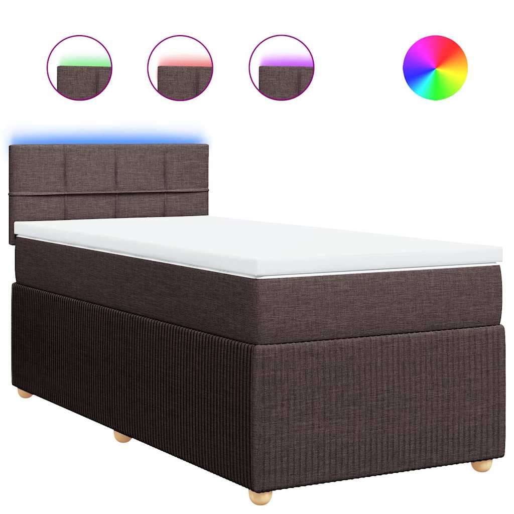 Boxspringbett mit Matratze Dunkelbraun 80x200 cm Stoff