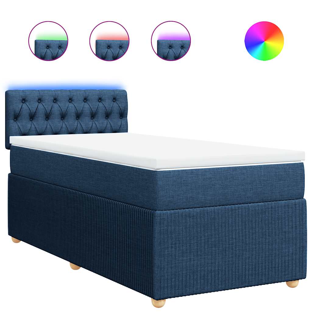 Boxspringbett mit Matratze Blau 80x200 cm Stoff