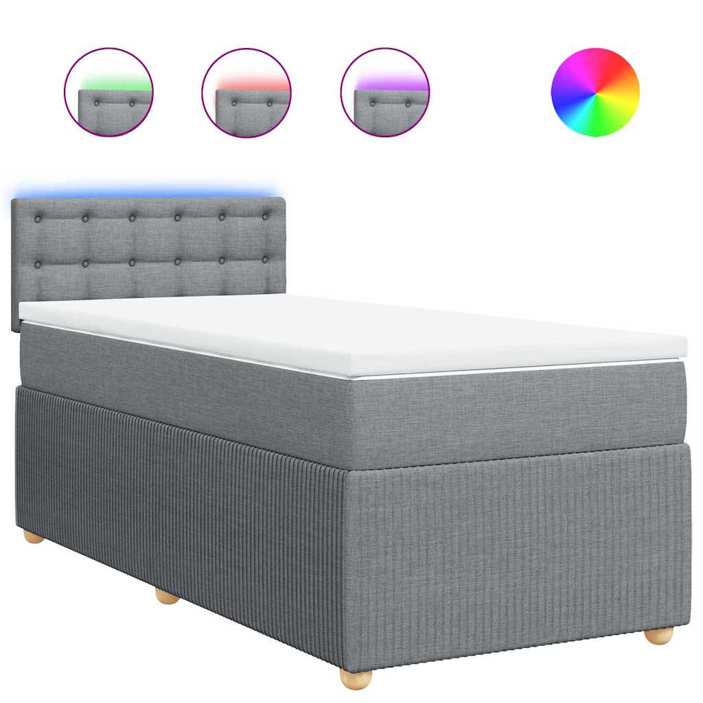 Boxspringbett mit Matratze Hellgrau 80x200 cm Stoff