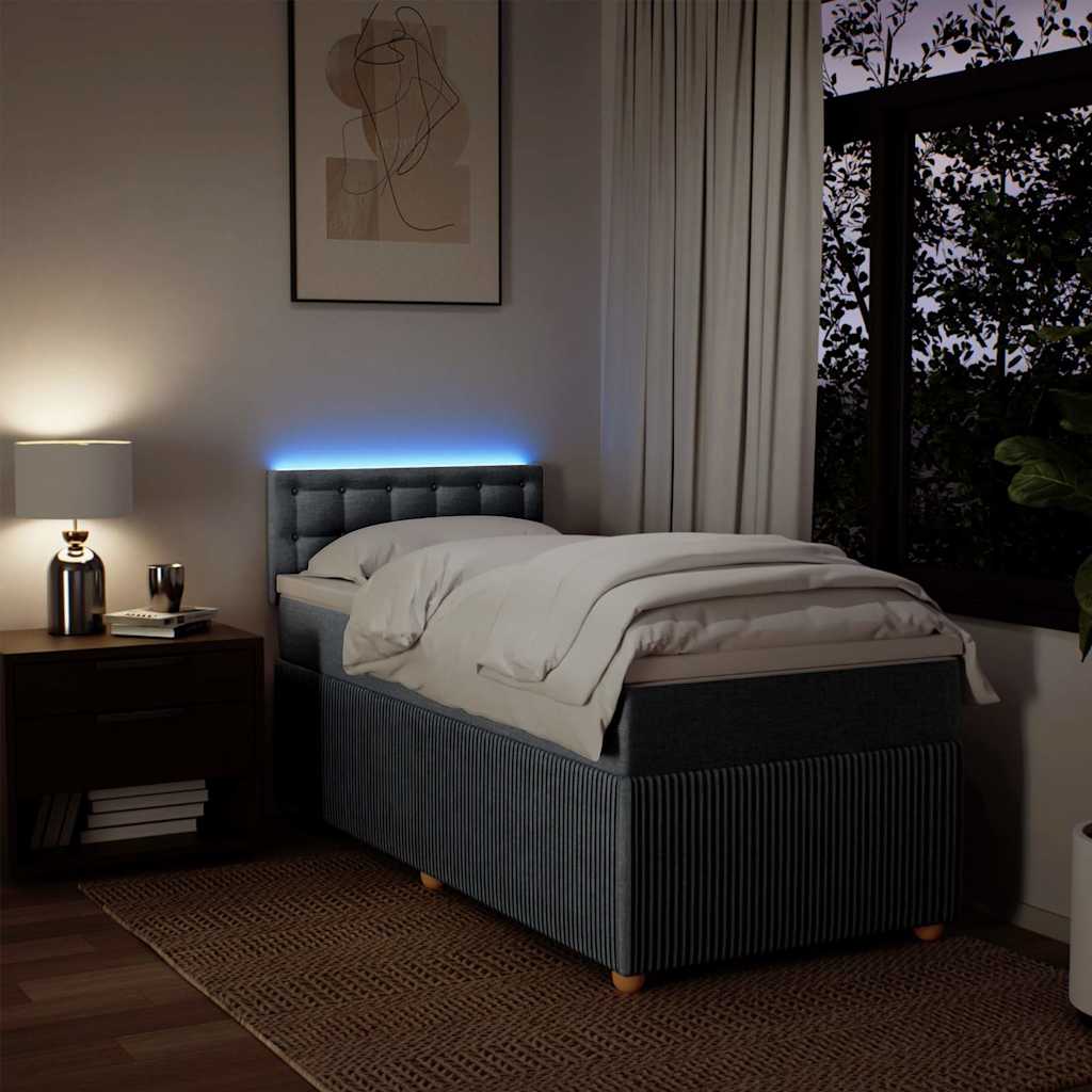 Boxspringbett mit Matratze Hellgrau 80x200 cm Stoff