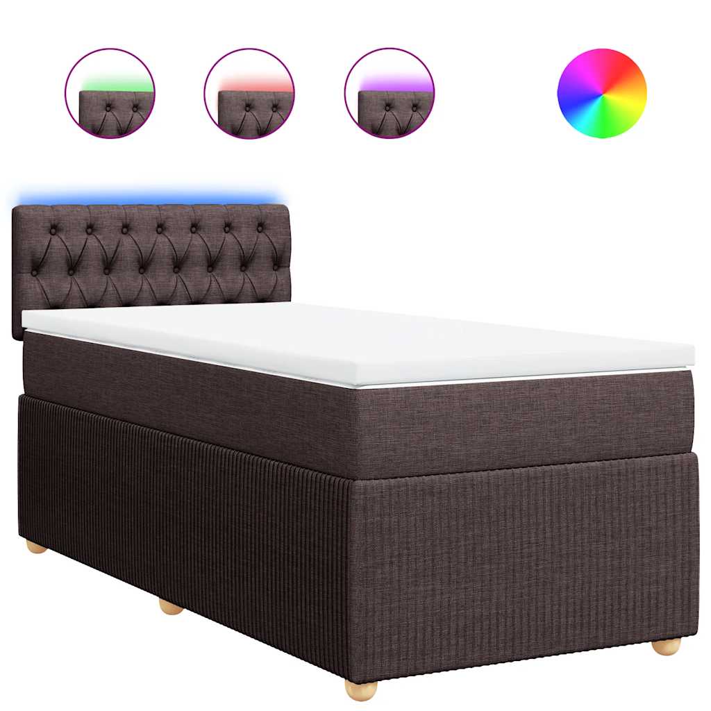 Boxspringbett mit Matratze Dunkelbraun 90x190 cm Stoff