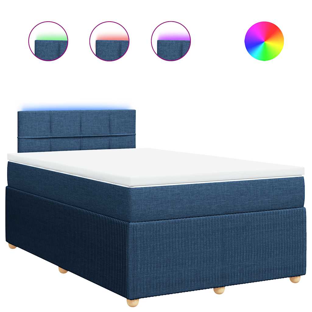 Boxspringbett mit Matratze Blau 120x190 cm Stoff
