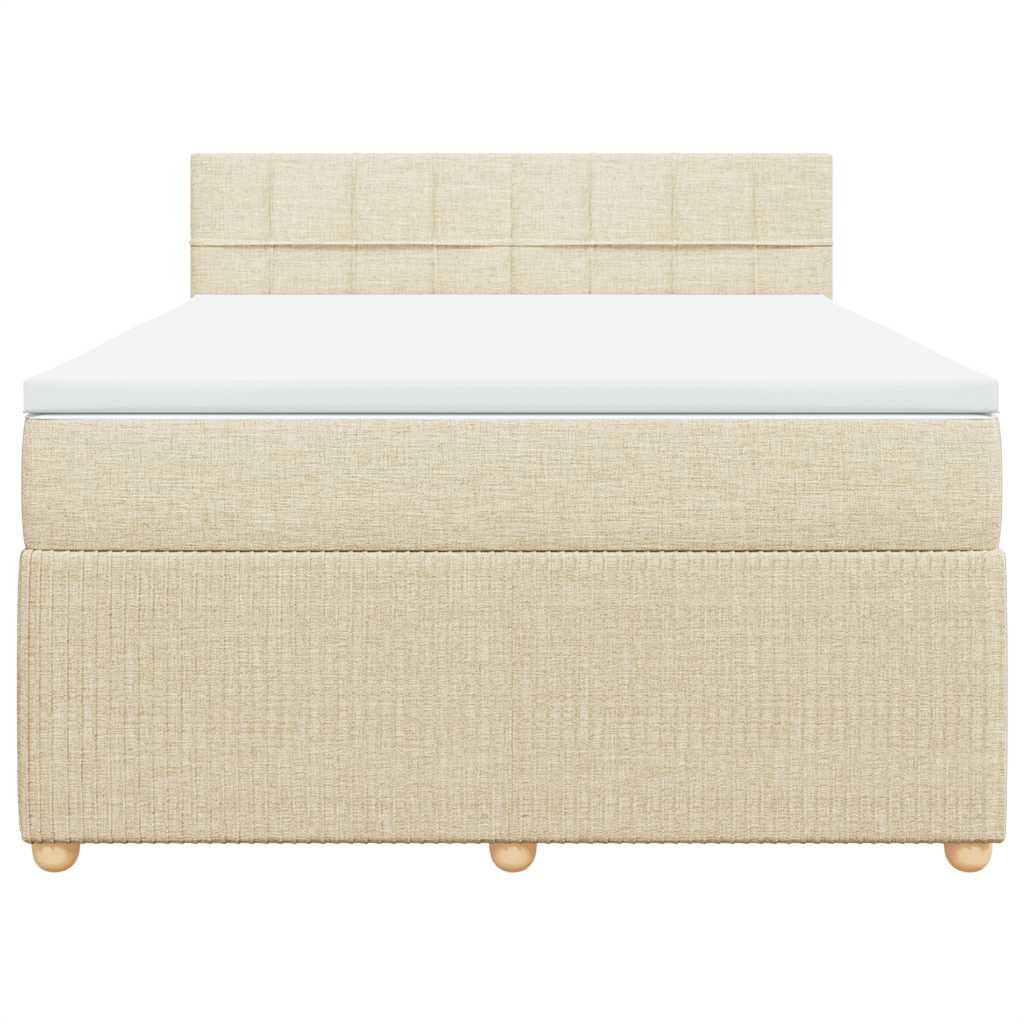 Boxspringbett mit Matratze Creme 140x190 cm Stoff
